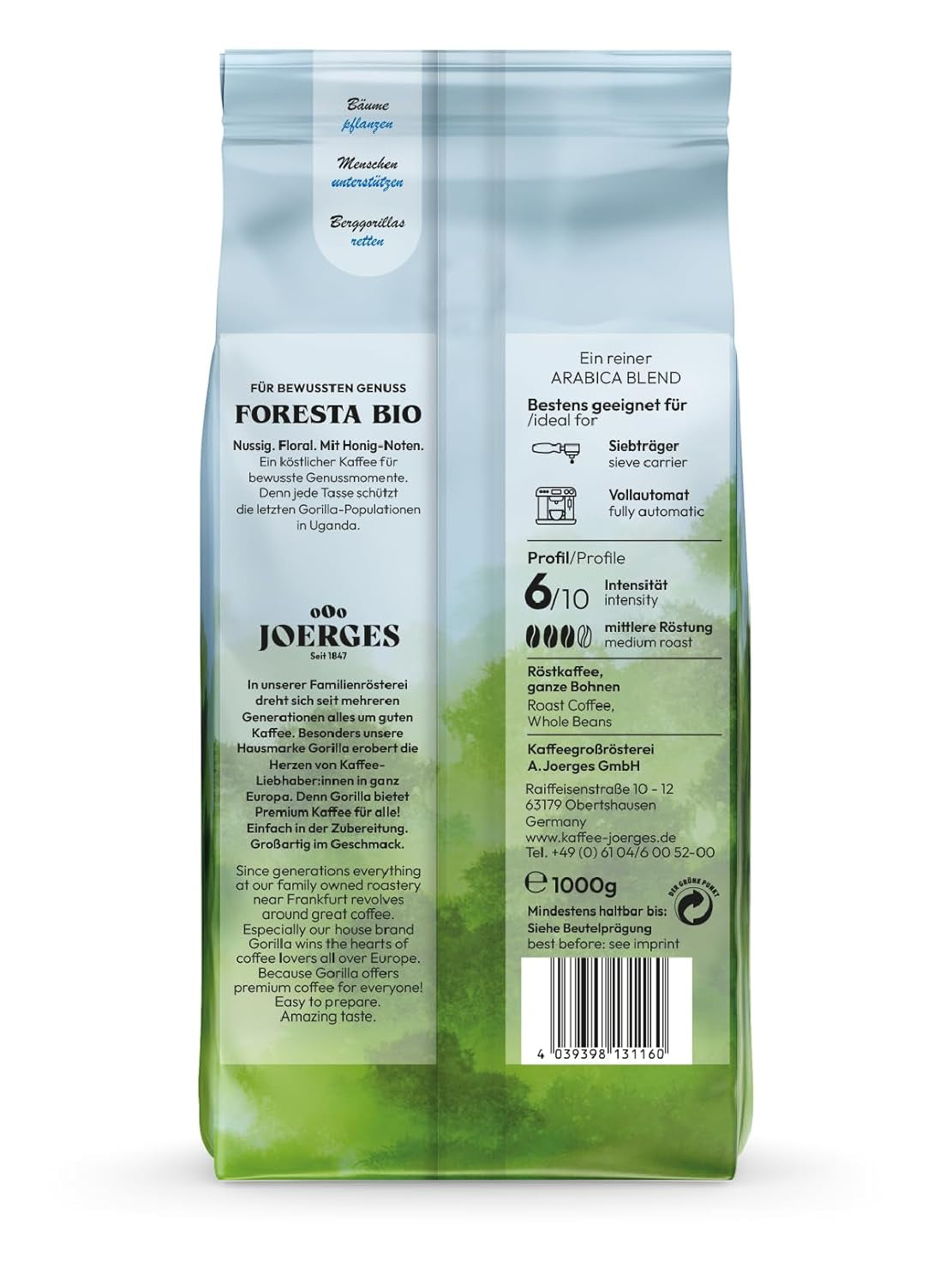 Joerges Foresta Coffee 1X 1000G boabe integrale prăjite Cafea Naty Shop