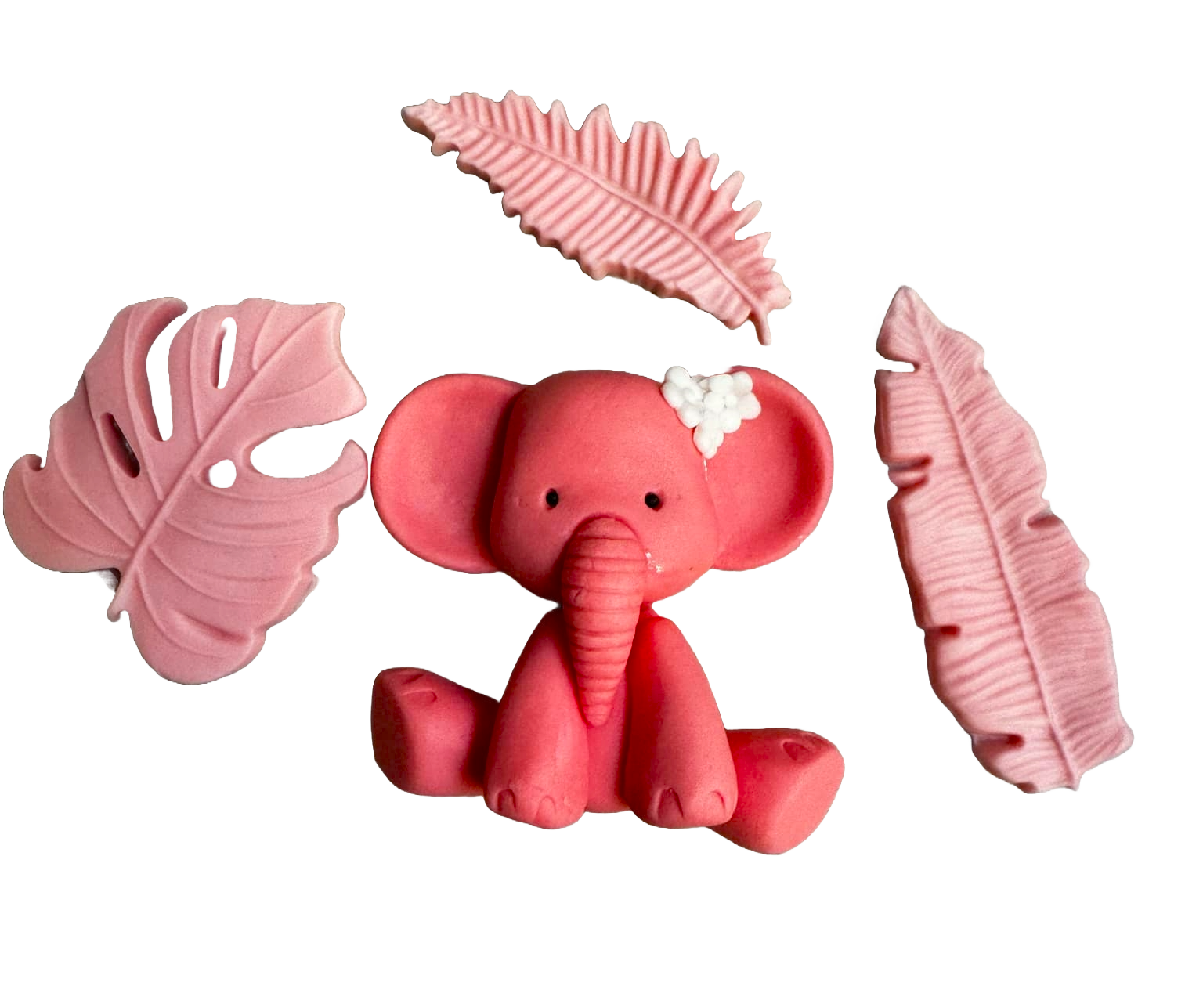 Set 4 decoratiuni comestibile din zahar, Botez, elefant, fetite Decoratiuni din Pasta de Zahar Naty Shop