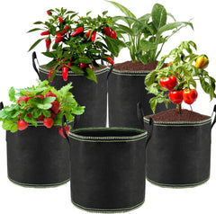 5 x 12L Tomato Pots, Non-Woven Planting Bags with Handles, Thickened and Ventilated Garden Pots, Reusable Planting Bags for Potatoes, Tomatoes, Vegetables, Flowers and Strawberries