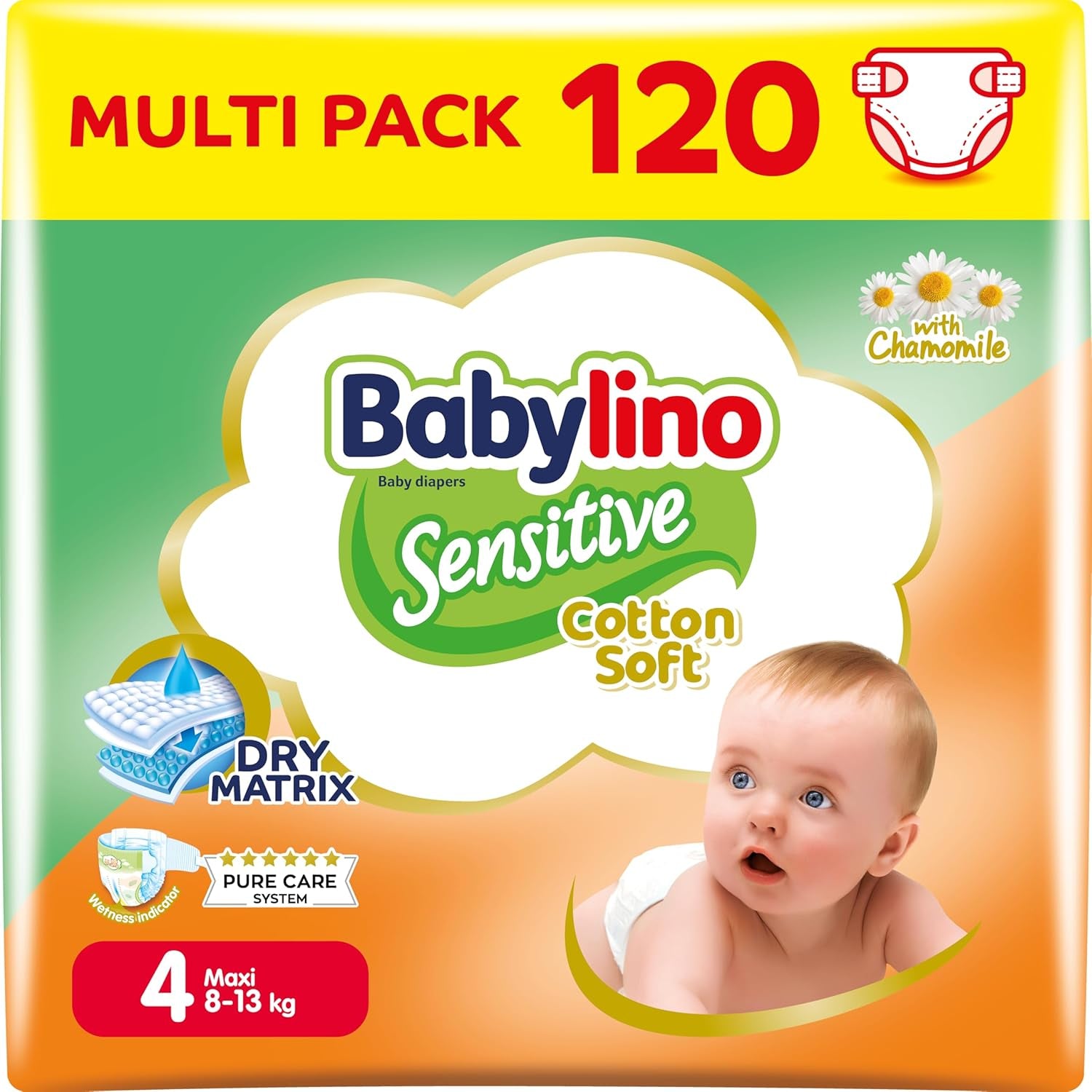 Diapers for sensitive babies, size 6, extra large (13-18 kg), 114 diapers