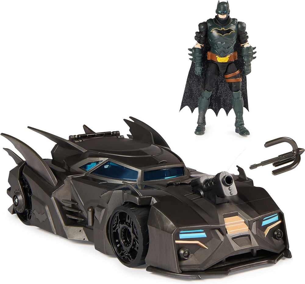 DC Comics Batman Batmobile offroad with catapult with grappling hook and mesh back cell, including 10 cm Batman figure, for superhero fans aged 4 and up Action Figures Naty Shop Single