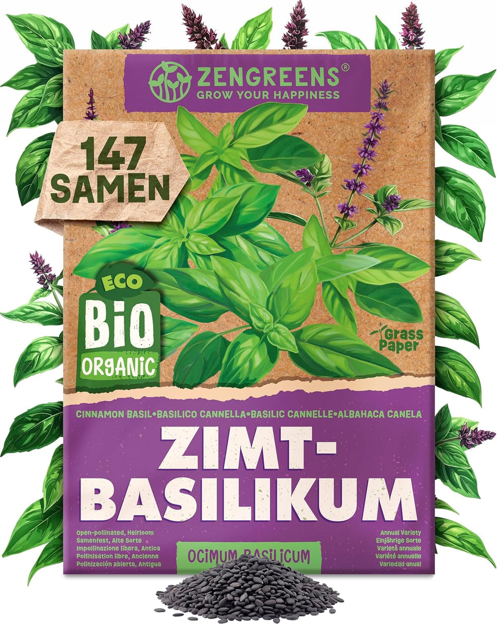 Organic Basil Seeds in a Set of 6 - 6 Basil Seeds for Easy Growing in the Garden, Balcony or Raised Bed - Plant Seeds - Seedlings