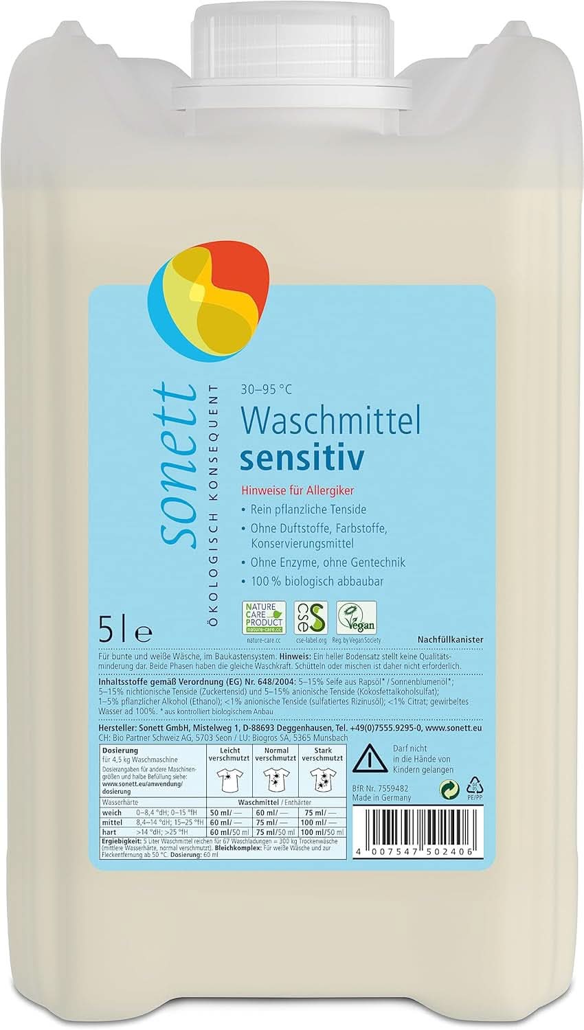 Lichid de spălat vase Sonett Sensitive, 1 litru Naty Shop 30 litri