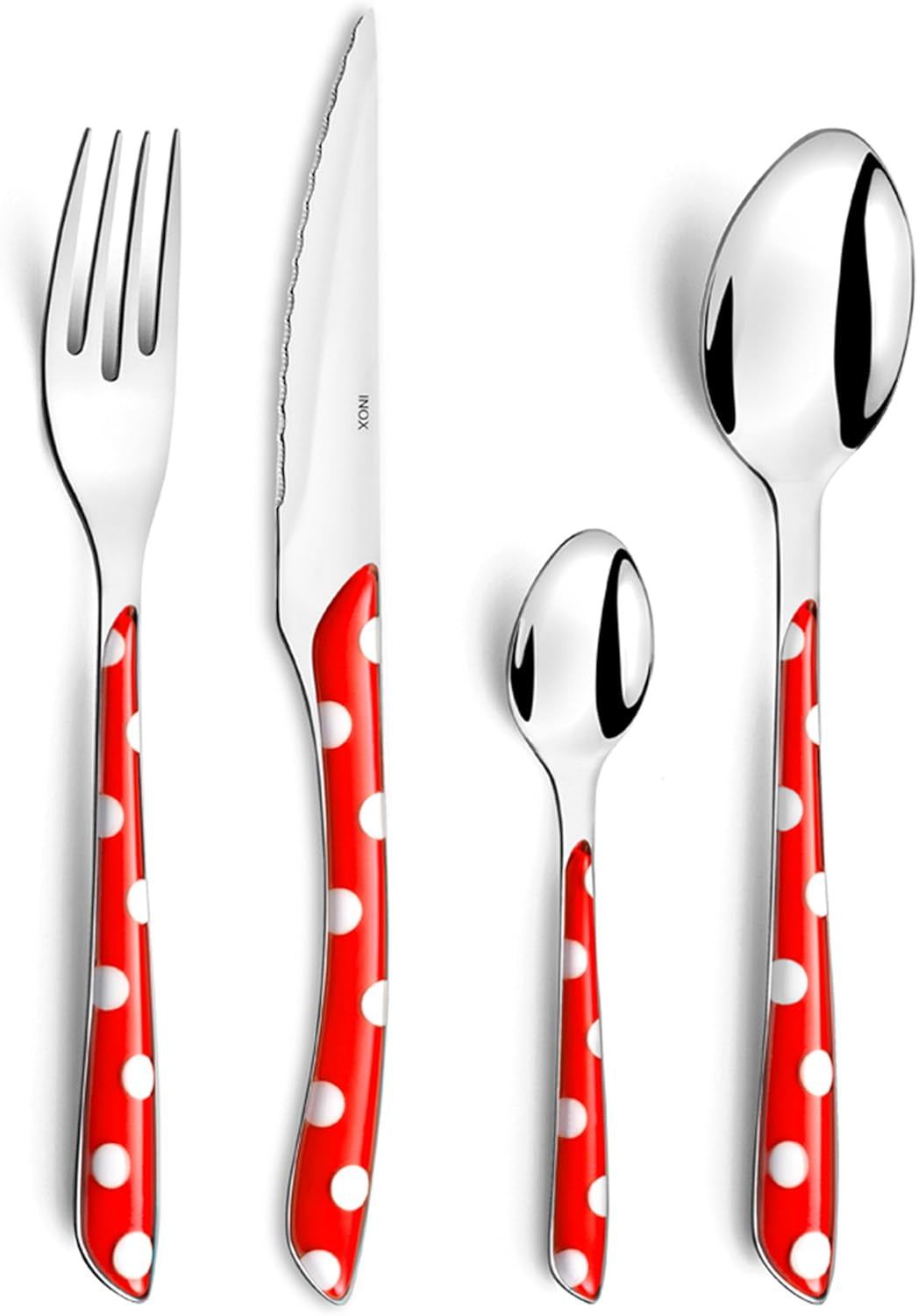 Amefa ECLAT set de tacâmuri NATURE, 24 de piese, 6 persoane Bucatarie Naty Shop Cu puncte Rosu 16 piese