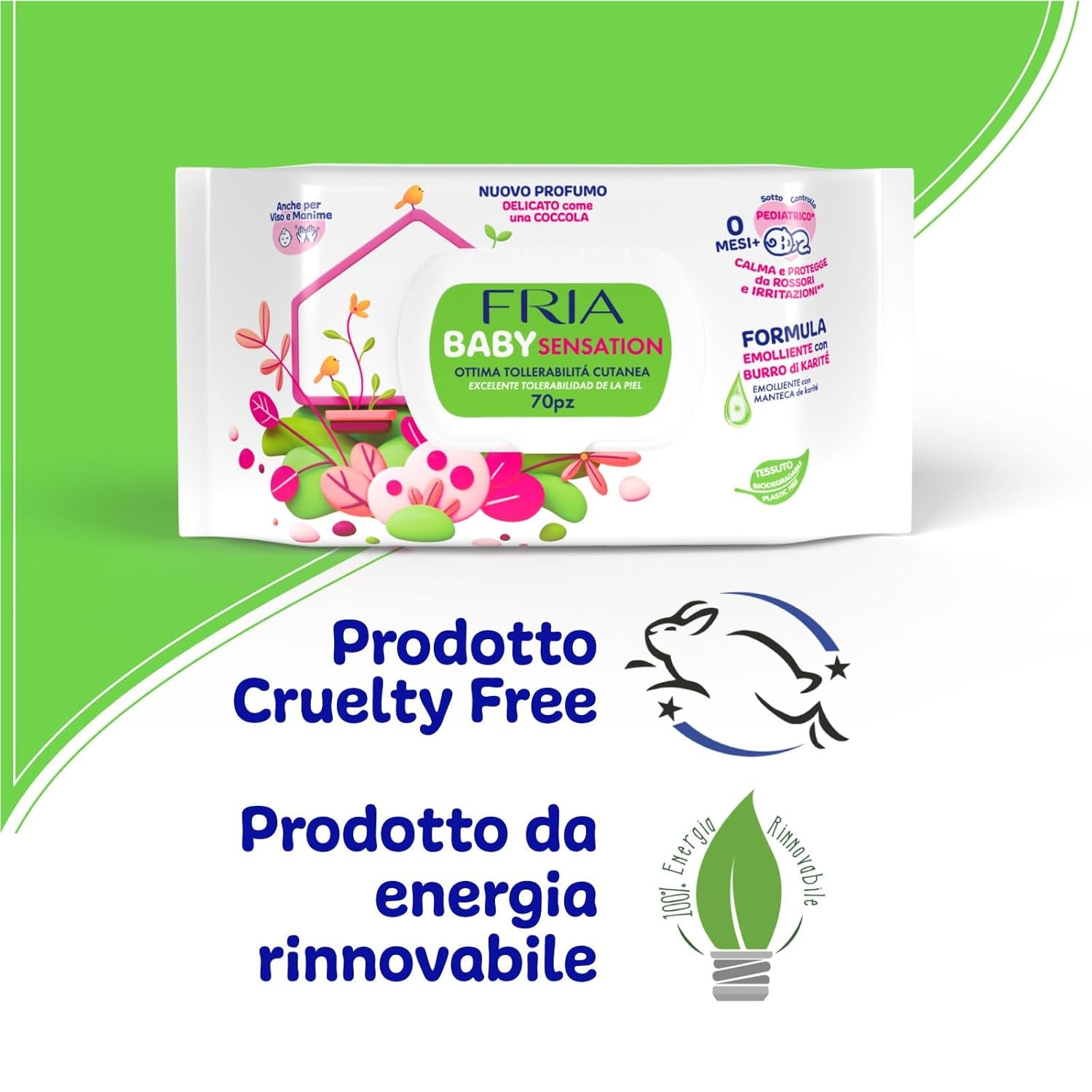 Baby Sensations with Lid, 72 Wet Wipes, Personal Care Cleansing Wipes, Unisex, Kids