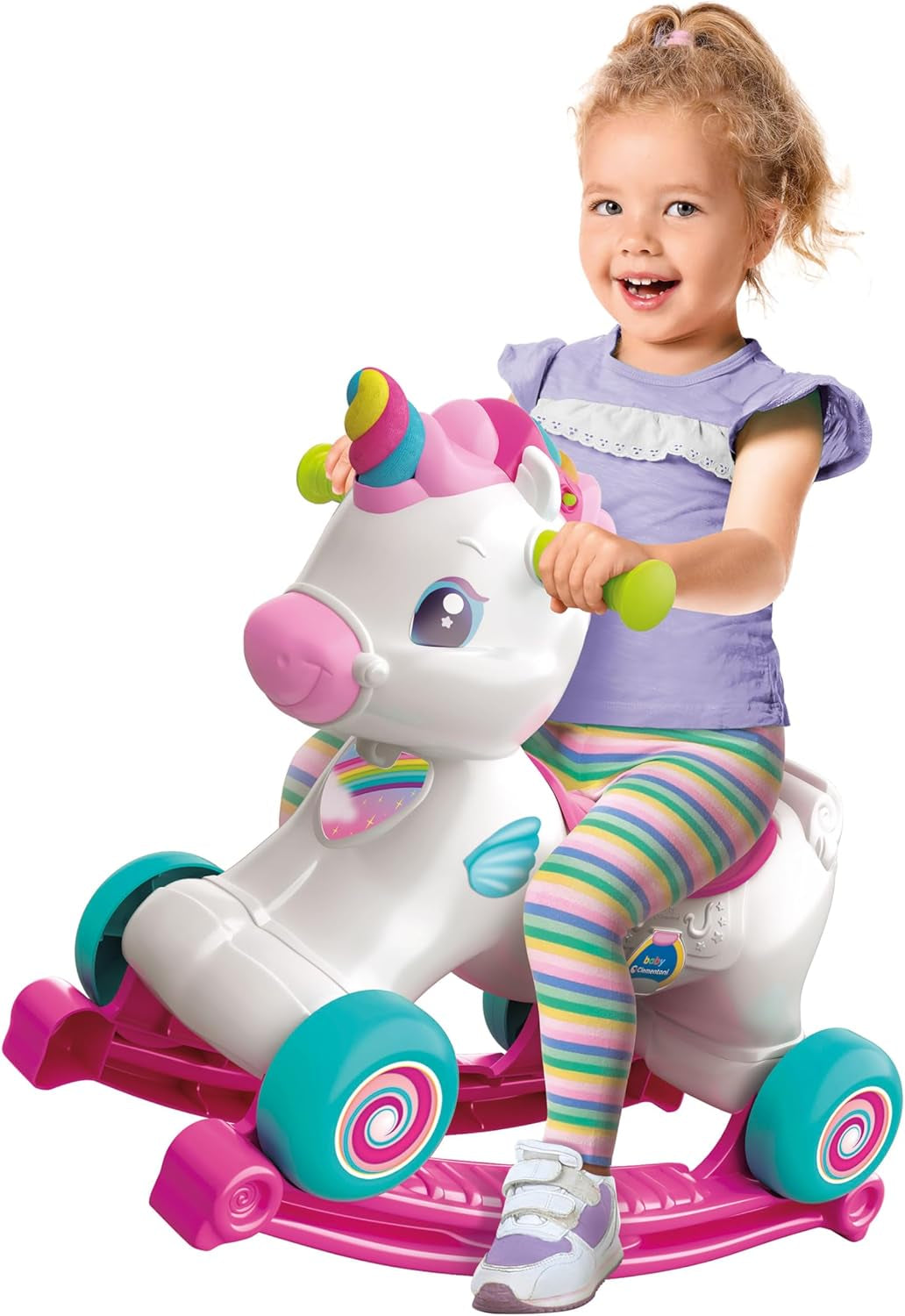Baby Clementoni swing unicorn - 3in1 animal balansoar cu centru de activitate interactiv pentru copii cu vârsta de 12 luni și peste - Jucărie senzorială și de abilități motorii 17883 Jucarii Bebe Naty Shop