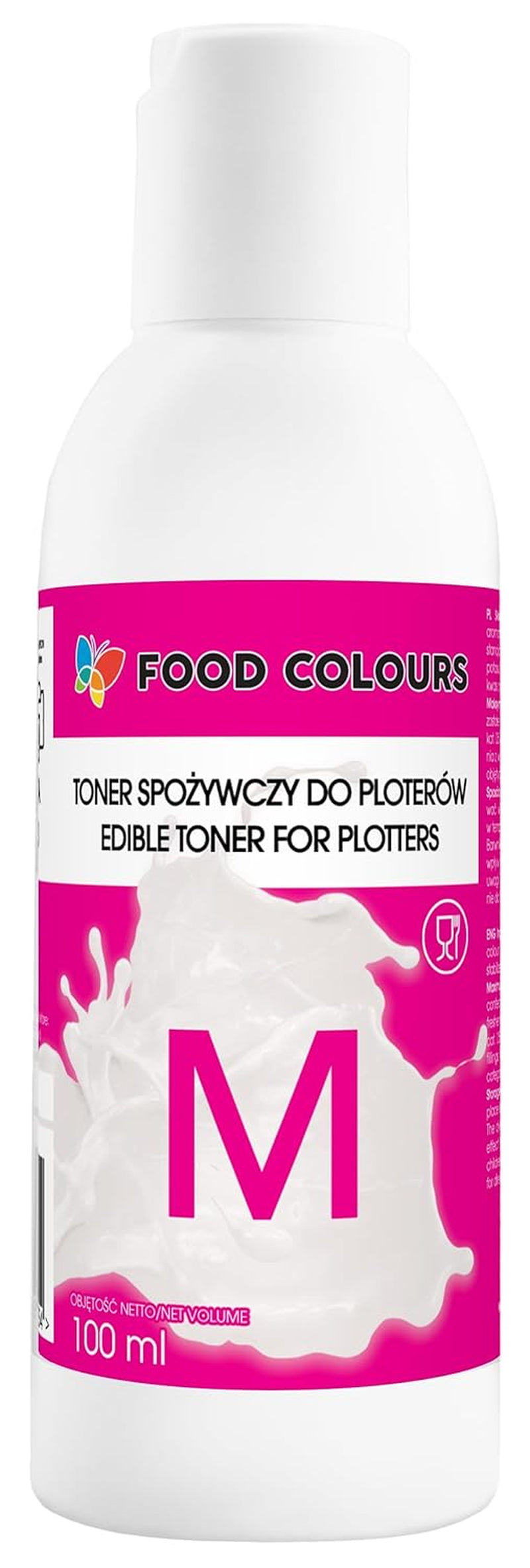 Set de coloranți alimentari cu cerneluri comestibile pentru plottere 6 x 100 ml | Cyan deschis | Cyan | Magenta deschis | | Magenta | Galben | Negru | Imprimare comestibilă, Imprimare pe hârtie tip wafer, adaos decorativ pentru prăjituri