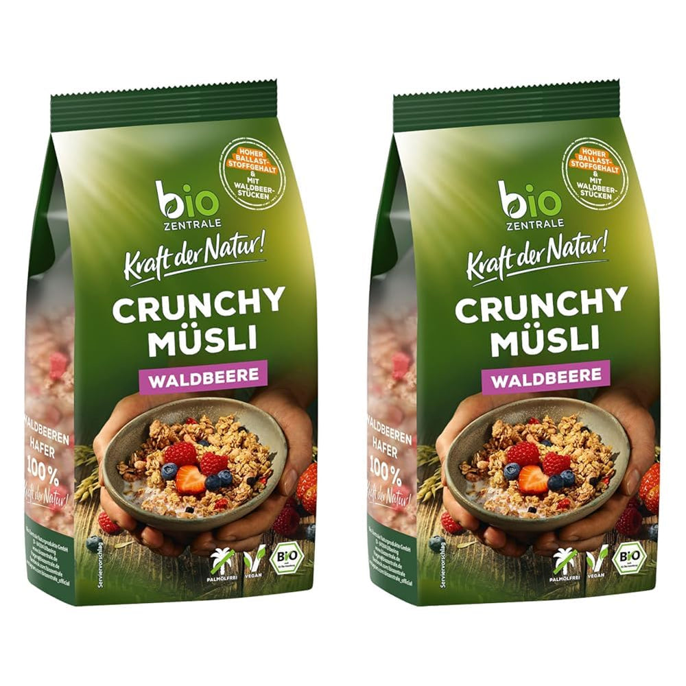 Crispy muesli with berries Biozentrale | 375 g organic Muesli | Ideal for breakfast and your cup of takeaway muesli | An alternative to muesli bars