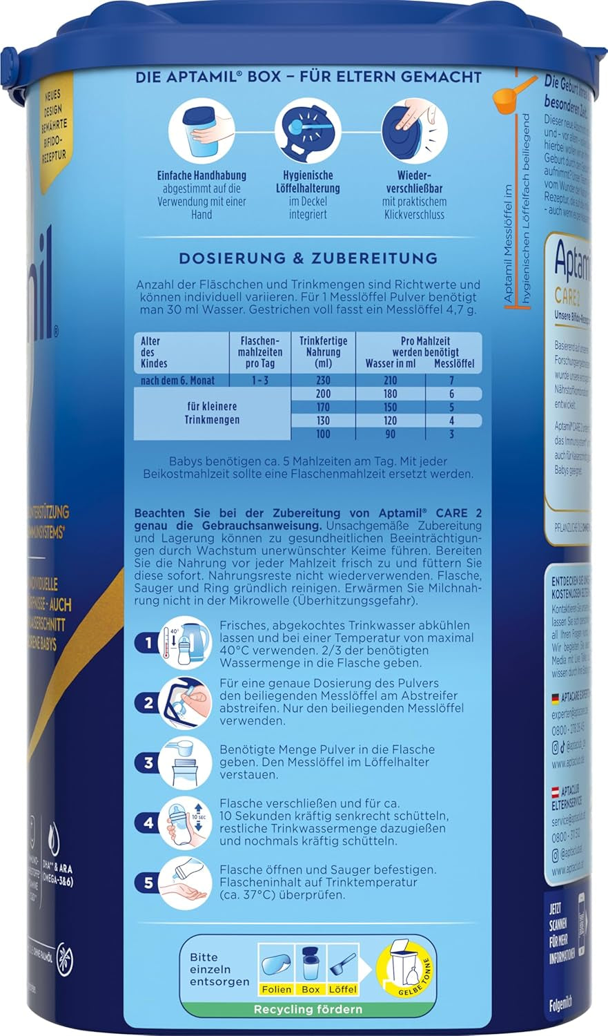 Aptamil Care 2 – Also suitable for babies born by caesarean section – 1 x 800 g