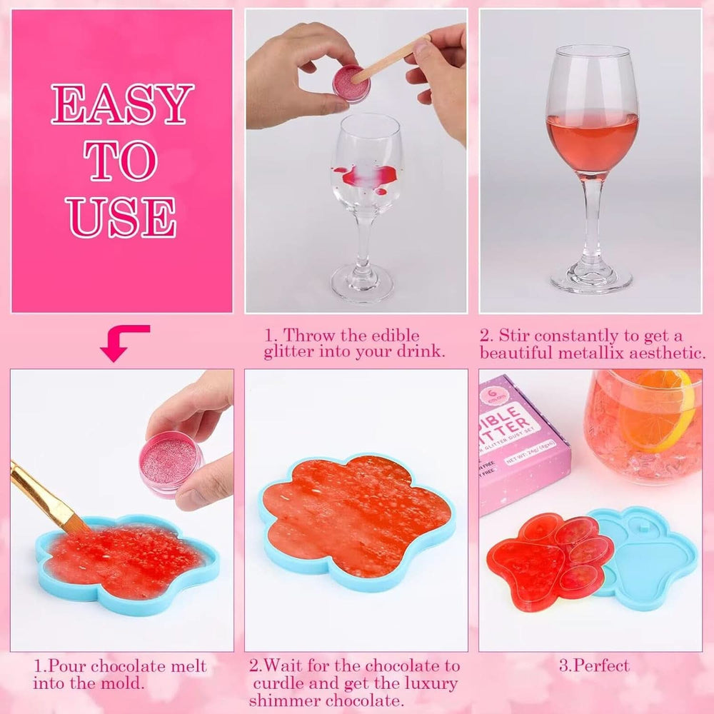 Edible glitter, Set of 4 or 6 color shades, 4 grams per product Glitter Naty Shop