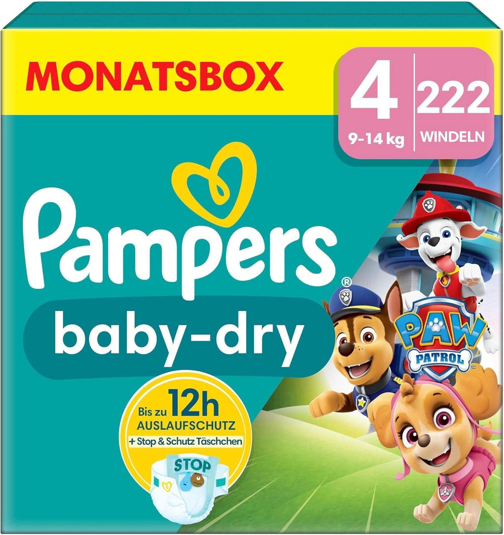 Pampers Paw Patrol (Baby-Dry), scutece mărimea 6 (13Kg-18Kg), ediție limitată, 164 de scutece, protecție completă împotriva scurgerilor până la 12H Mama si Copilul Naty Shop 4 (222 buc)