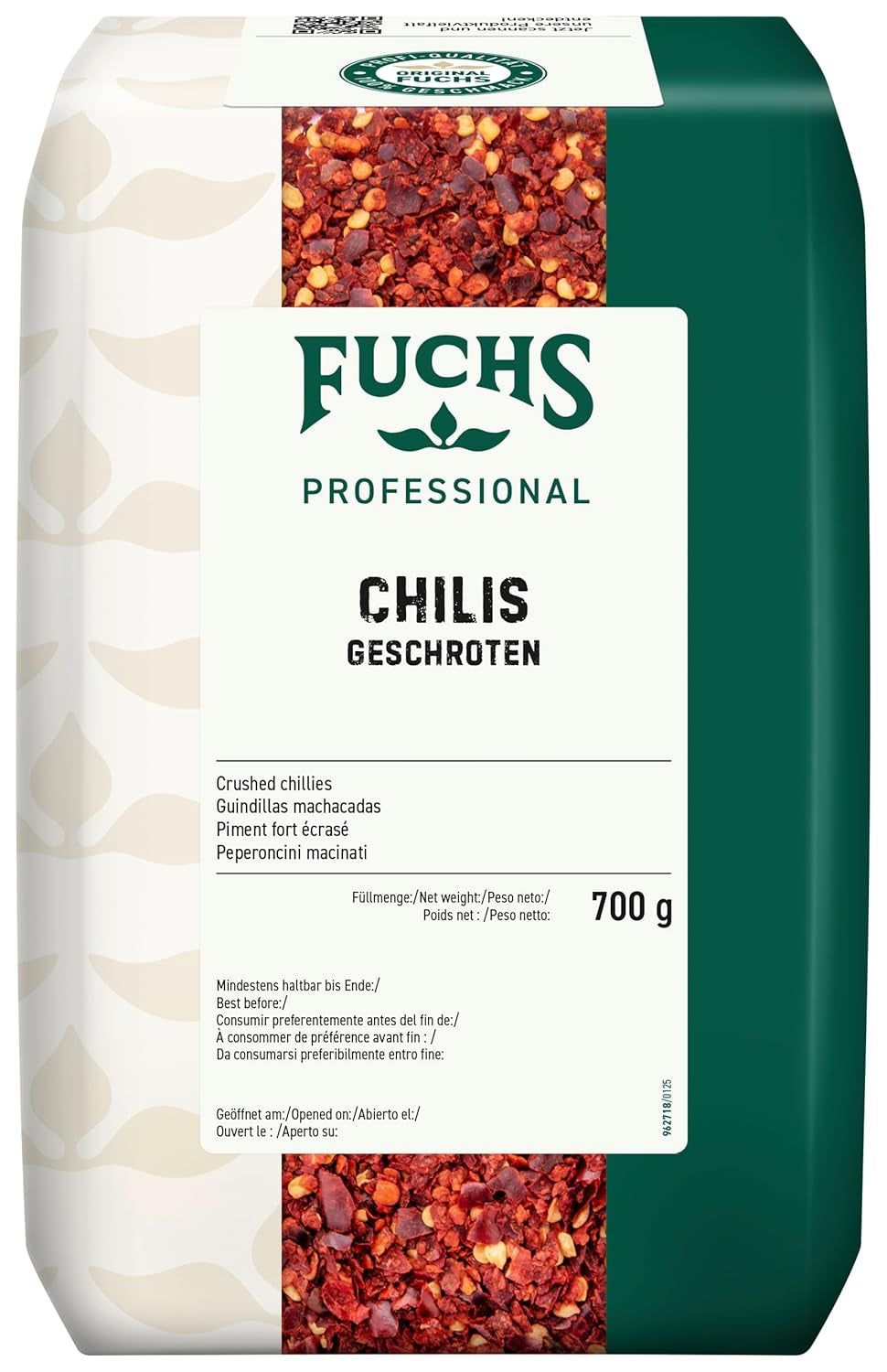 Fuchs Professional - Chilis geschoten | Verleiht Chili con Carne die richtige Schärfe | Profi-Qualität für Großverbraucher | 0.7 kg im recyclable bag