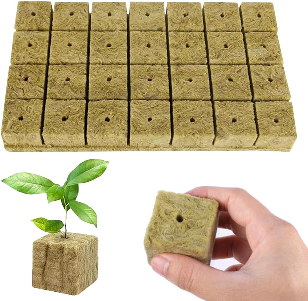 Rockwool Seedling Cubes 28 - Rockwool Cubes 4x4x4cm - Seedling Cubes, Rockwool Cubes, Hydroponic Seedling Systems/Cloned Plants/School Projects, Growing Seedlings Without Soil