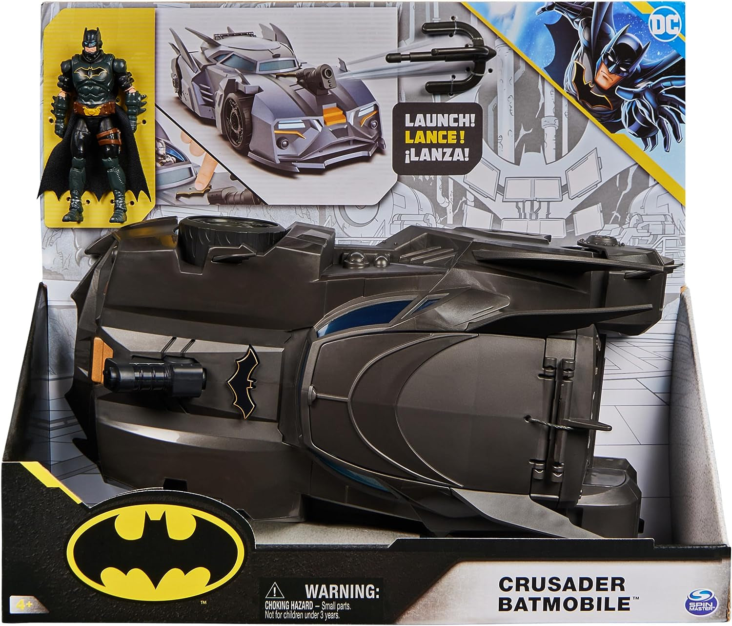 DC Comics Batman Offroad Batmobile with Catapult with Grab Hook and Grid Cell at the Back Including 10cm Batman Figure for Superhero Fans Ages 4 and Up Action Figures Naty Shop