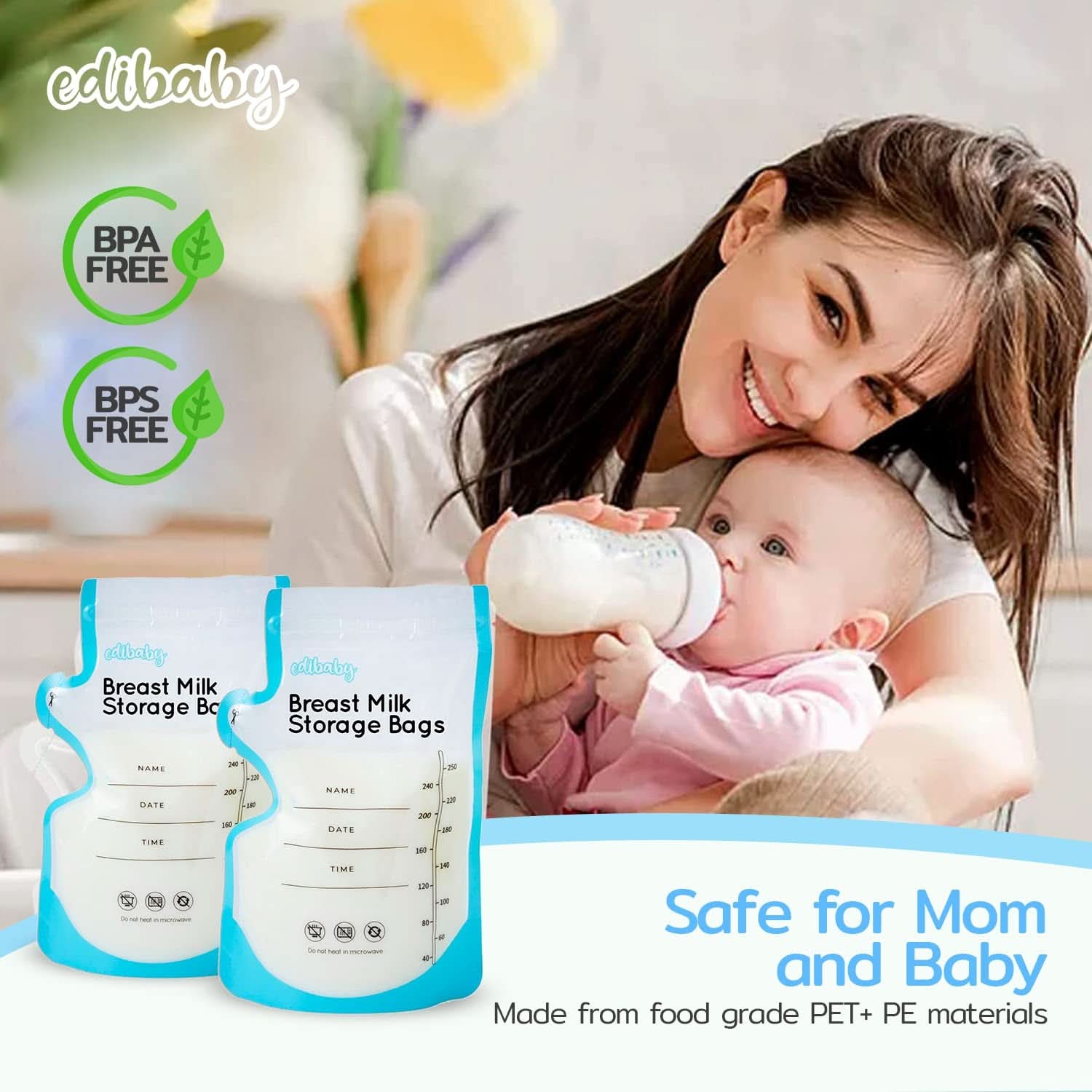 Edibaby, Bags for breast milk, 100 pieces, Sterilized, without BPA Accessories Food and Breastfeeding Bebe Naty Shop