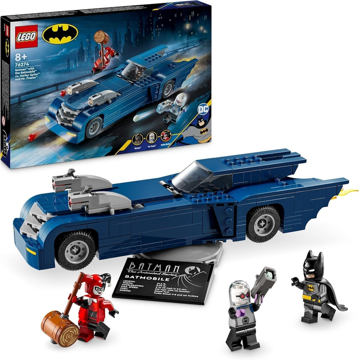 LEGO DC Batman: Batman în Batmobil vs. Harley Quinn și Mr Freeze, mașină de jucărie din seria animată pentru copii, cadou pentru băieți și fete de la 8 ani 76274 Seturi de constructie Besuche den LEGO-Store Titlu implicit