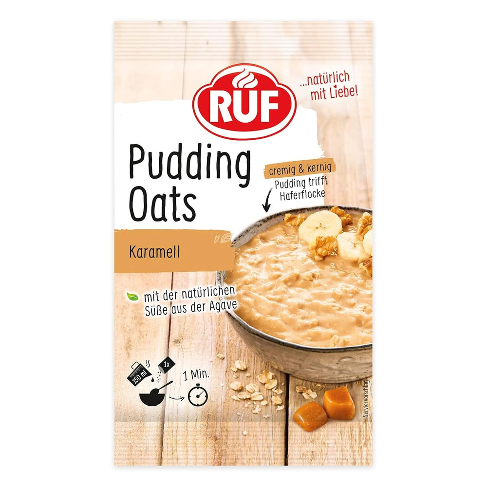 RUF Pudding Oats Caramel, caramel pudding and whole oats, sugar-free, sweetened with agave syrup, 64 grams Cereale Naty Shop 64 grams Caramel