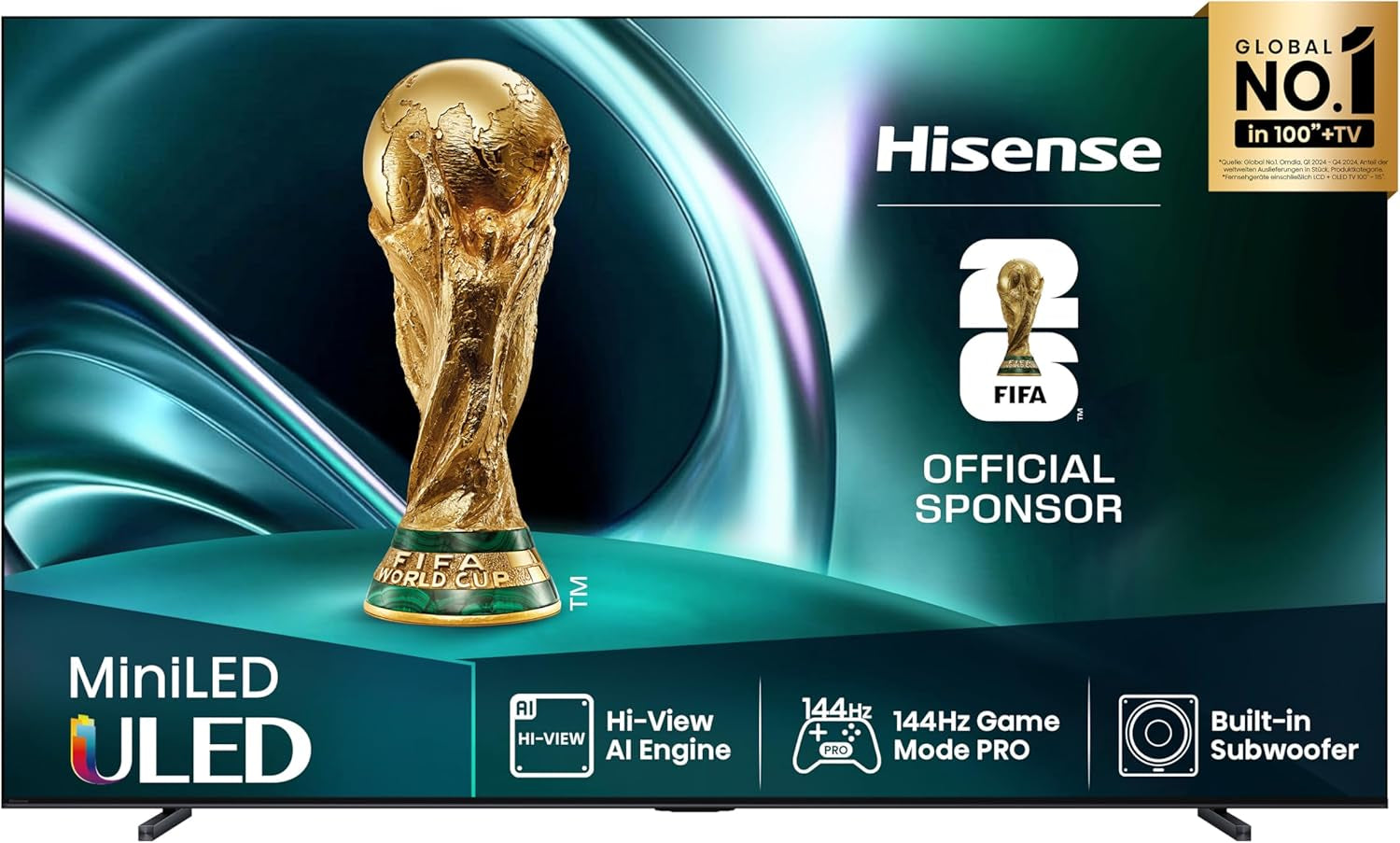 Televizor Hisense 50U7Q de 50 de inci, mini LED ULED 4K, Smart TV, motor Hi-View AI, mod de joc Pro la 144Hz, FreeSync Premium, subwoofer încorporat, Dolby Vision IQ Atmos, AirPlay, control vocal [2025]