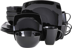 Set de veselă din ceramică cu smalț reactiv pentru 4 persoane, 16 bucăți Seturi vesela masa Naty Shop Negru Serviciu pentru 4 persoane (16 bucăți)