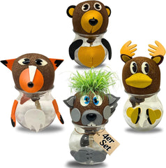 Bada Bing Graskopf 4er Set incl. Wasserbehälter Waldtiere DIY Tiere – Rasenkopf Tierkopf mit Rasensamen – Experiment für Kinder – Spaß mit Lerneffekt – Geschenk Mitbringsel Kindergeburtstag Mitgebsel