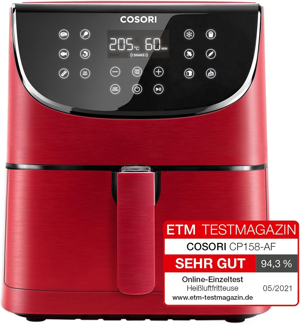 COSORI Hot Air Fryer Airfryer, 12-In-1 Air Fryer XXL 6.2L, Hot Air Fryer with View Window and Stir Reminder, 80 Recipes Home Appliances Naty Shop Red 5.5L Premium