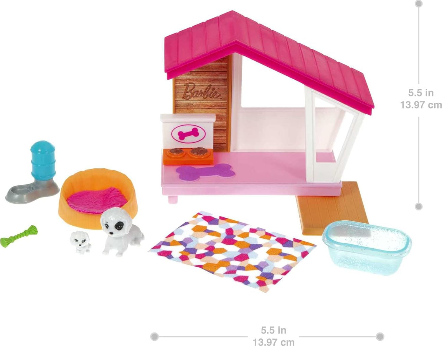 Barbie GRG78 - Mini Playset cu 2 câini, căsuță pentru câini și accesorii, cadou pentru copii de la 3 la 7 ani Papusi Naty Shop
