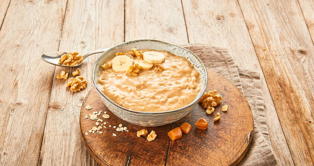 Caramel Oat Pudding, a harmonious blend of caramel pudding and whole grain oats, sugar free, sweetened with agave syrup, 1 sachet x 64g (4 pack)