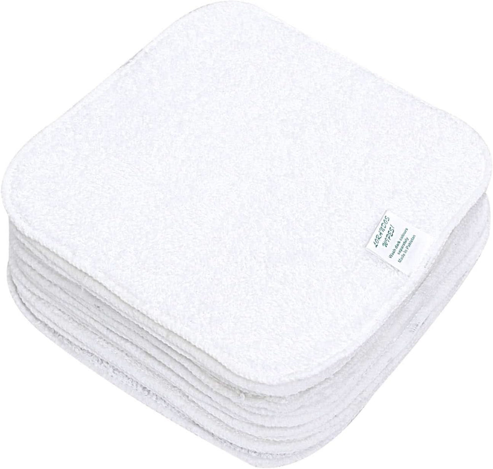 Reusable wipes for children 100% Terry cotton (25 pack - 15X15Cm - white) unscented, washable, ultra soft and super absorbent Mother and Child Naty Shop