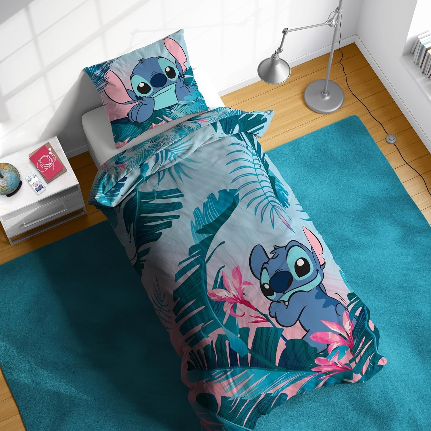 Set de lenjerie de pat pentru copii Lilo And Stitch Floral Lenjerie de pat - copii Naty Shop