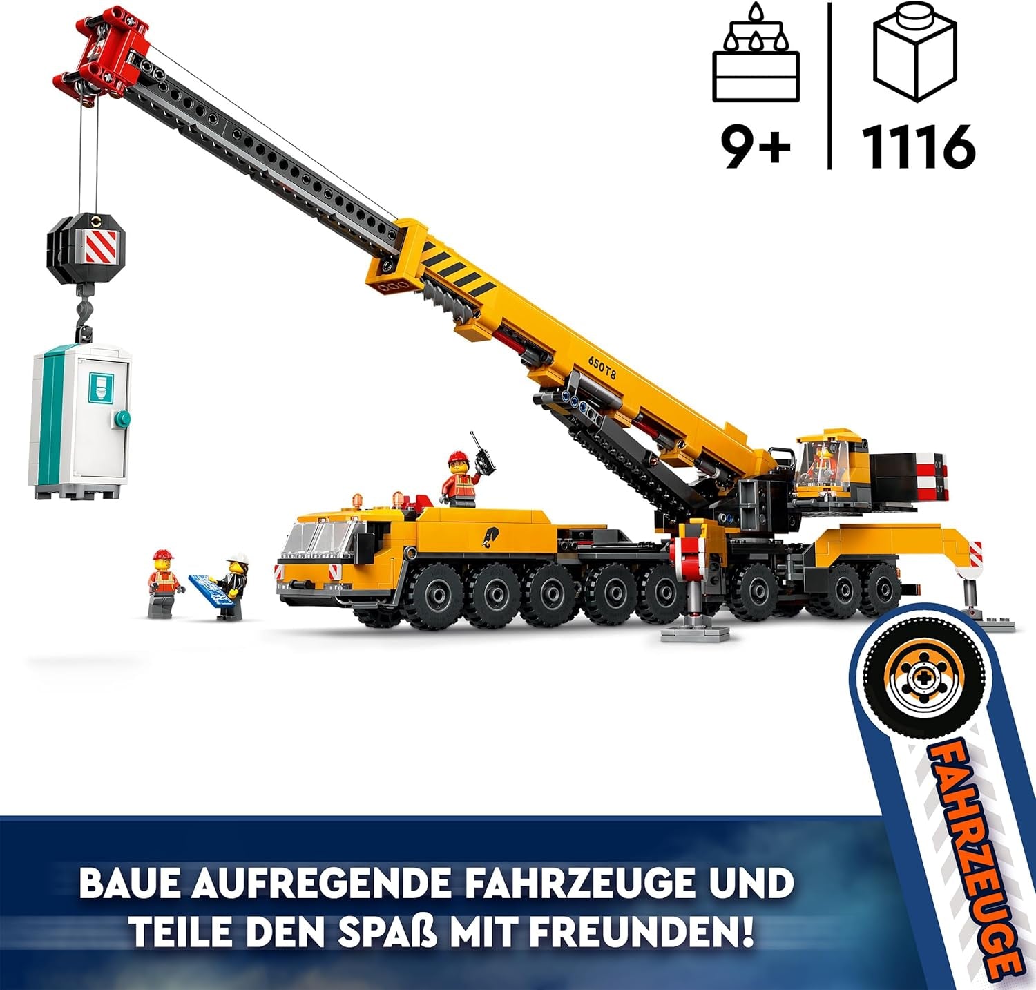 LEGO City Mobile Construction Crane Construction Toy for Boys and Girls Creative Kids Gift Long Extendable Arm 4 Construction Worker Minifigures for Role Play 60409 Building Sets Besuche den LEGO-Store