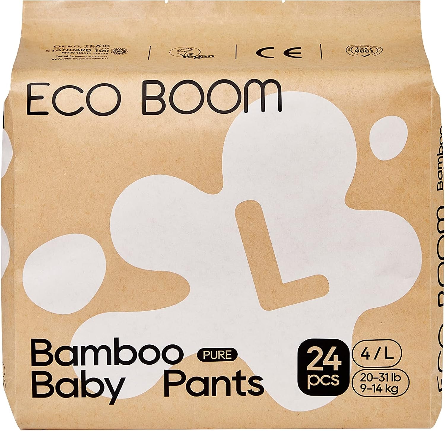 ECO BOOM Bamboo Baby Diapers - Size 6 (20kg), Plant-Based Pull-Up Diapers (17pcs) - Premium Organic, Fragrance Free, Skin Friendly, Super Absorbent