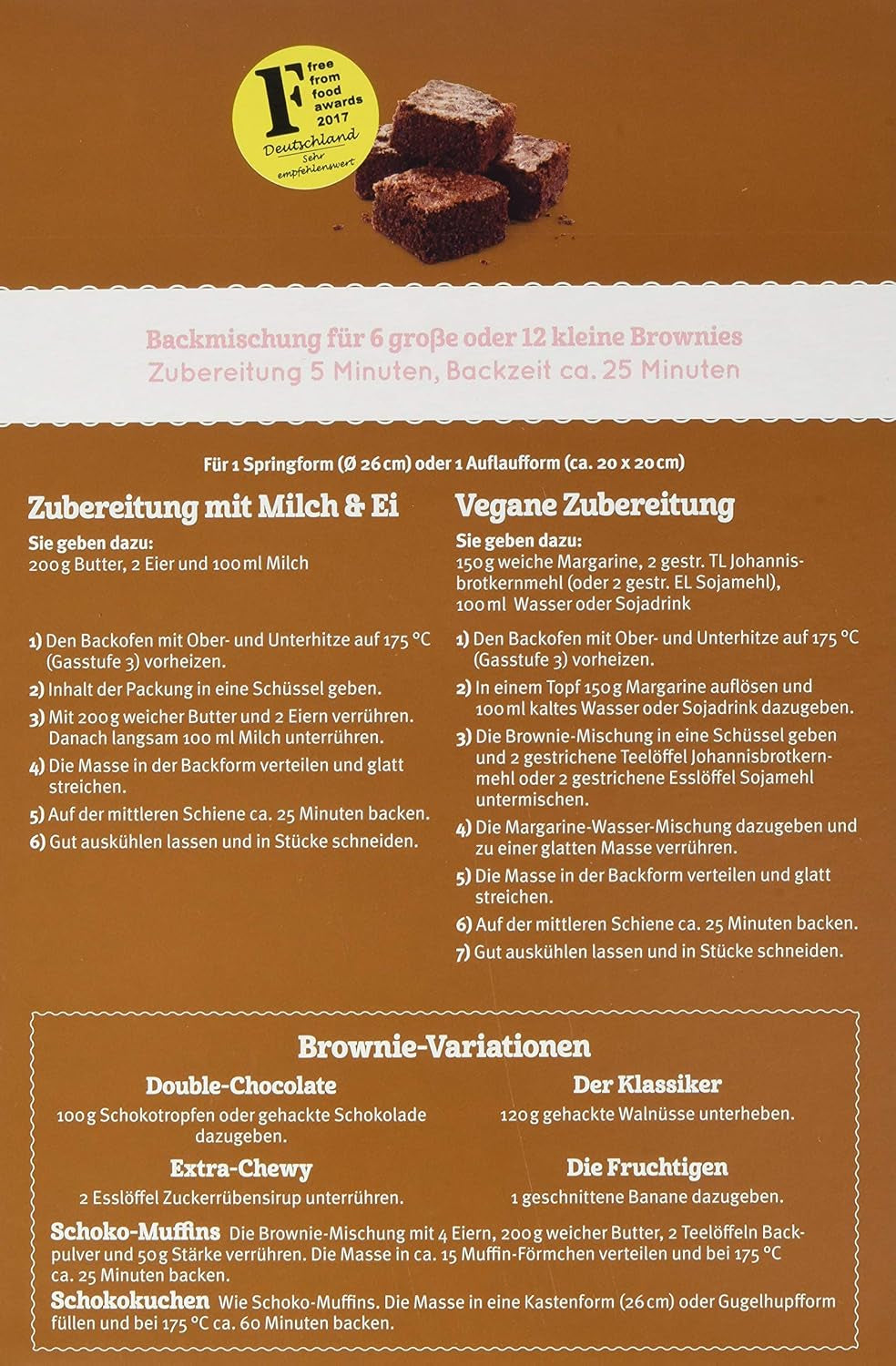 Brownies Gluten-free, 3Er Pack (3 X 400 G) - Bio Naty Shop