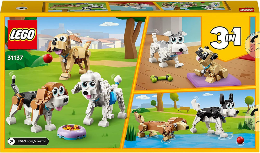 LEGO 31137 Creator 3In1 Cute Dog Set with Animal Figures Dachshund, Pug, Poodle and More, Toy for Kids 7+, Gift for Dog Lovers Building Sets Besuche den LEGO-Store