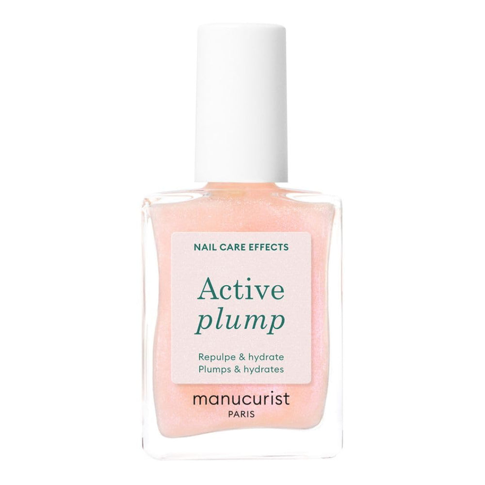 MANUCUIST Nail Care Repair Active Glow Raspberry (Pink) Bio-Based: Sweet Almond, Raspberry, Nourishing and Glossy Nail Polish, Transparent Pink Effect - Nude Nail Polish