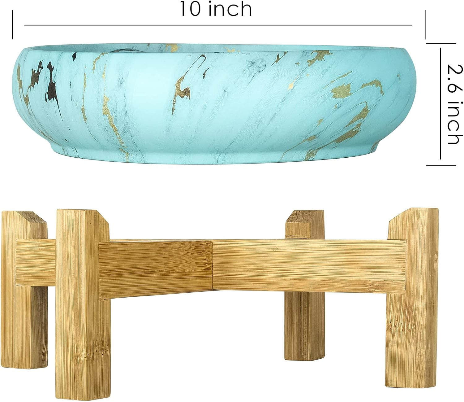 Ghiveci suculent, jardinieră mare pentru suculente cu suport, ghiveci bonsai ceramic de 25,4 cm cu drenaj, rotund, marmură, cactus, flori, jardinieră pentru interior și exterior