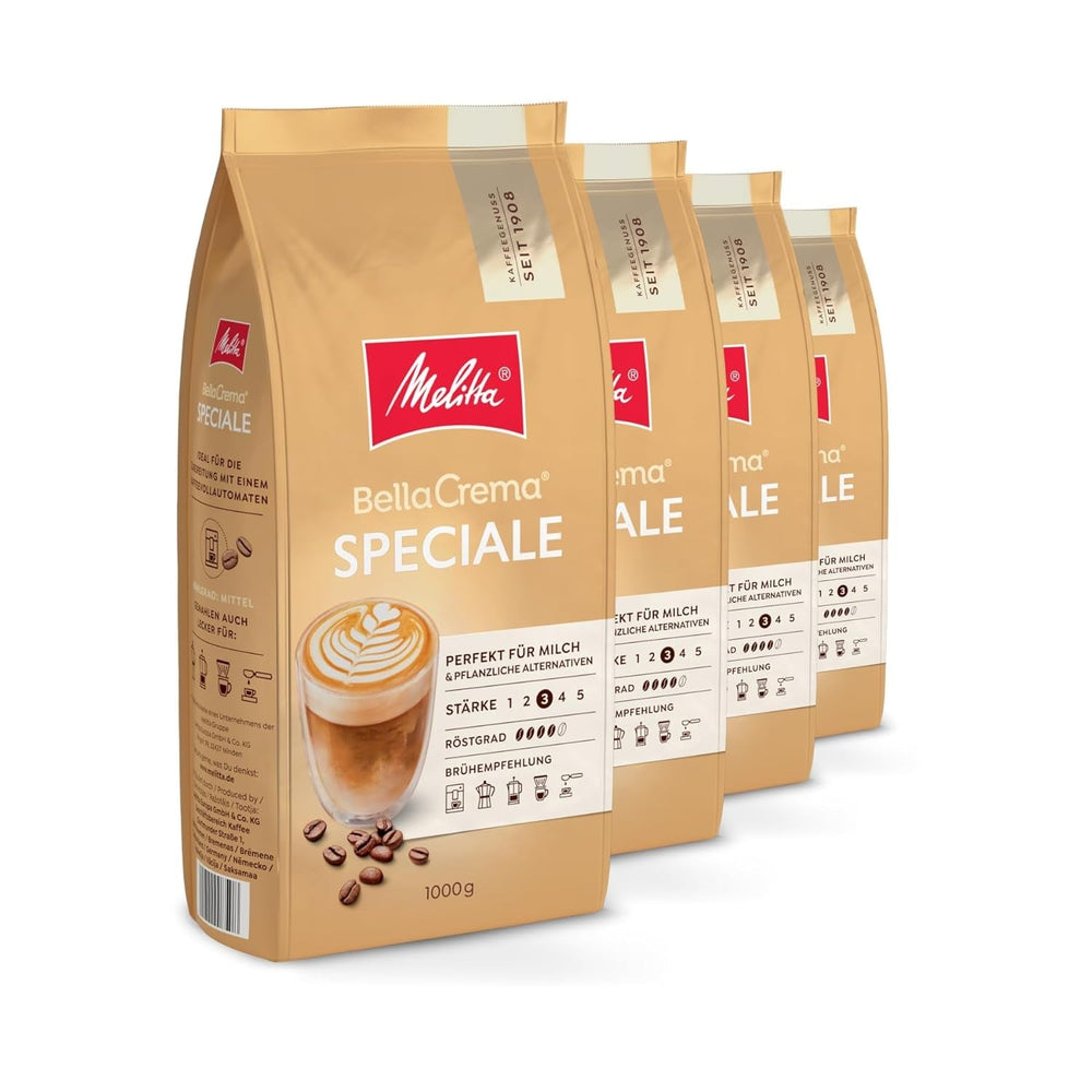 Melitta Bellacrema, boabe de cafea întregi Cafea Naty Shop 4 x 1 Kg Speciale