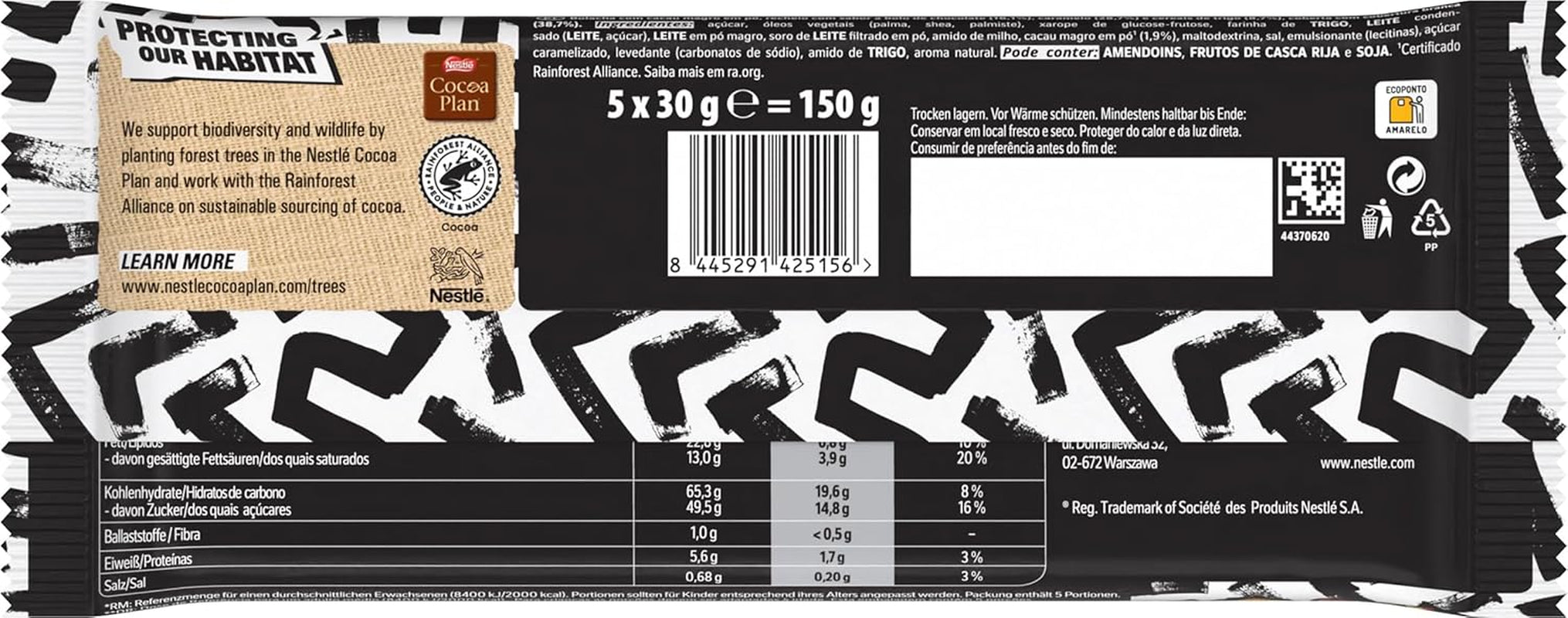 LION Black & White chocolate bar, a snack with an intense taste, crunchy chocolate and crunchy chips, brownie filling, a unique mouth-watering experience, 1 pack (5 x 30g)