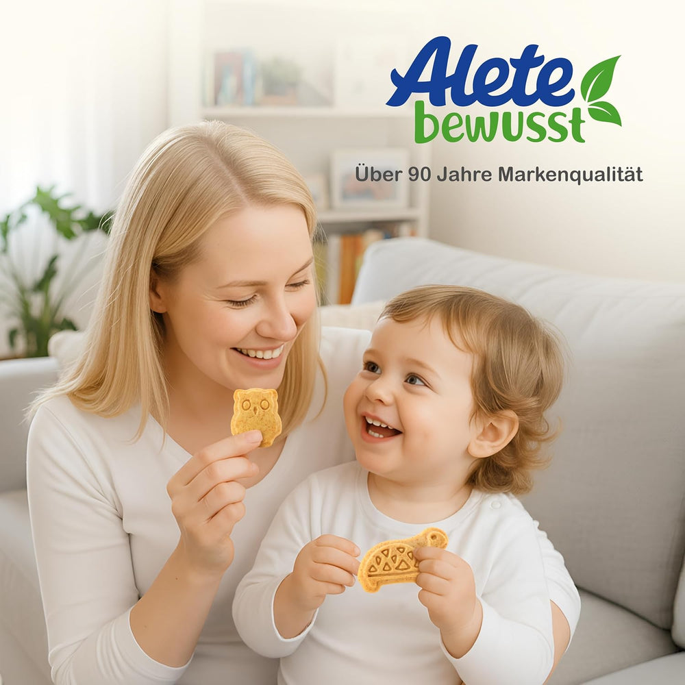 Alete Organic Crunchy Biscuits with Alac (4 x 125g) - Crunchy Alac Biscuits for babies, palm oil free, from 10 months