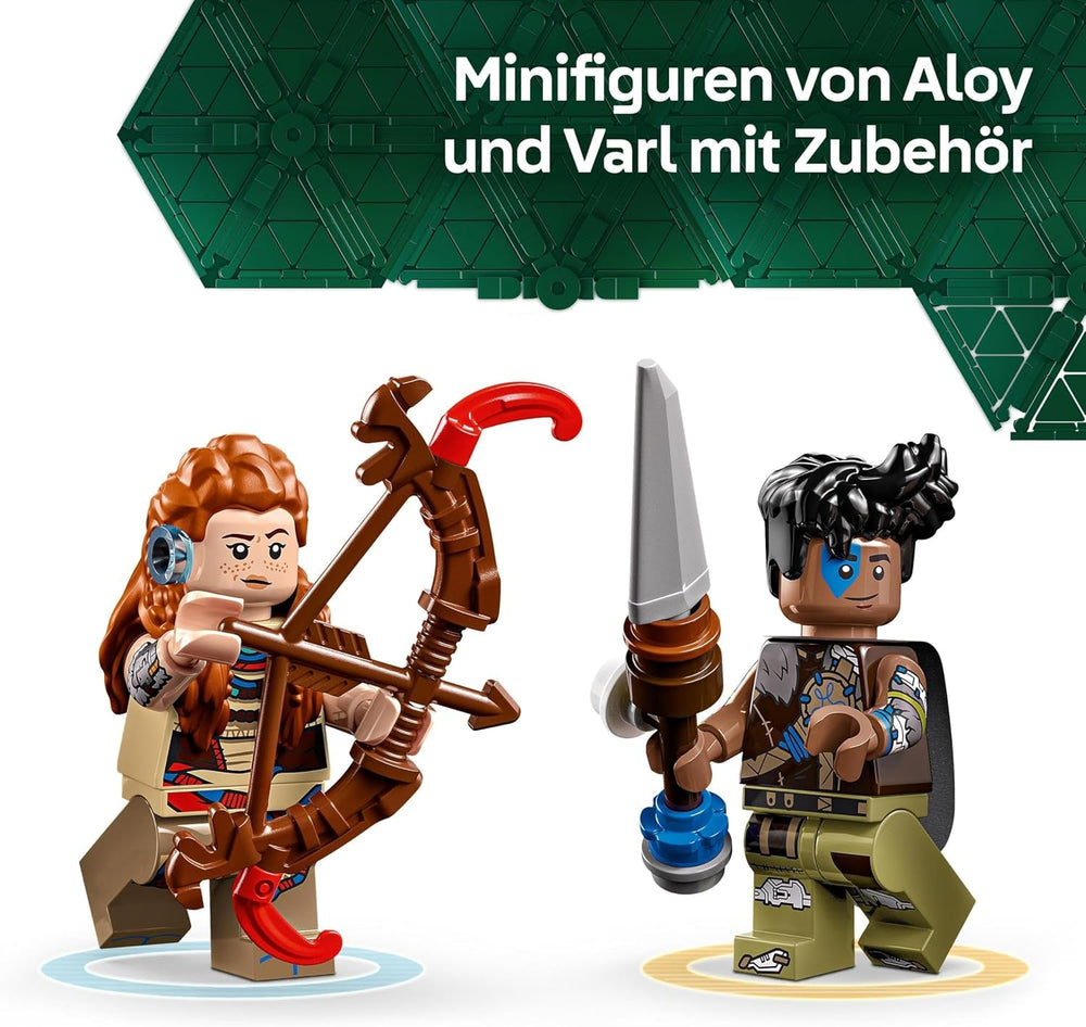 LEGO Horizon Adventures Aloy and Varl Vs. Armored Walker and Sawtooth, monster car toy and minifigures, collection set for video game fans, boys and girls over 9 years old 77037 Building sets Besuche den LEGO-Store