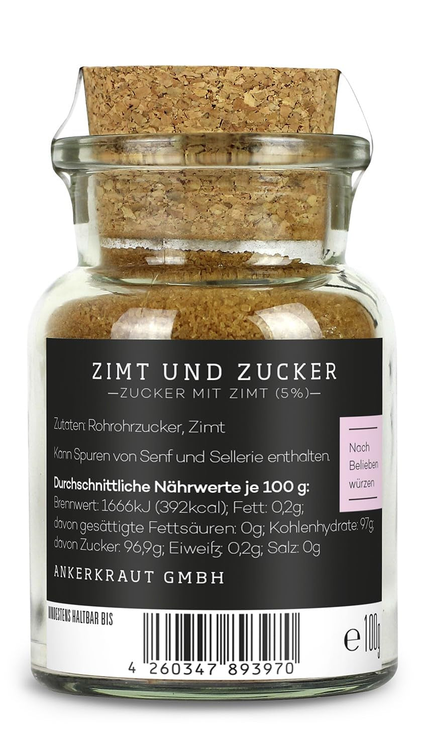 Ankerkraut Zimt & Zucker, 100g in cork glass