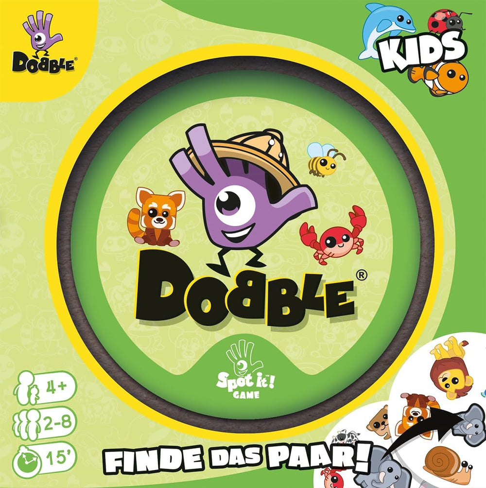Zygomatic, Dobble Kids, Eco-Sleeves, Kids Game, Card Game, 2-8 Players, Ages 4+, 15 Minutes, German
