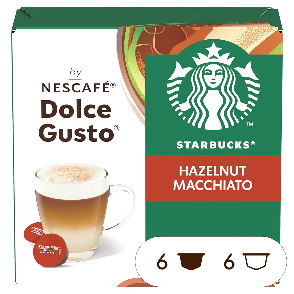 STARBUCKS Hazelnut Macchiato by Nescafé Dolce Gusto, Dunkle Röstung, Kaffeekapseln 6 x 12 (72 Kapseln)