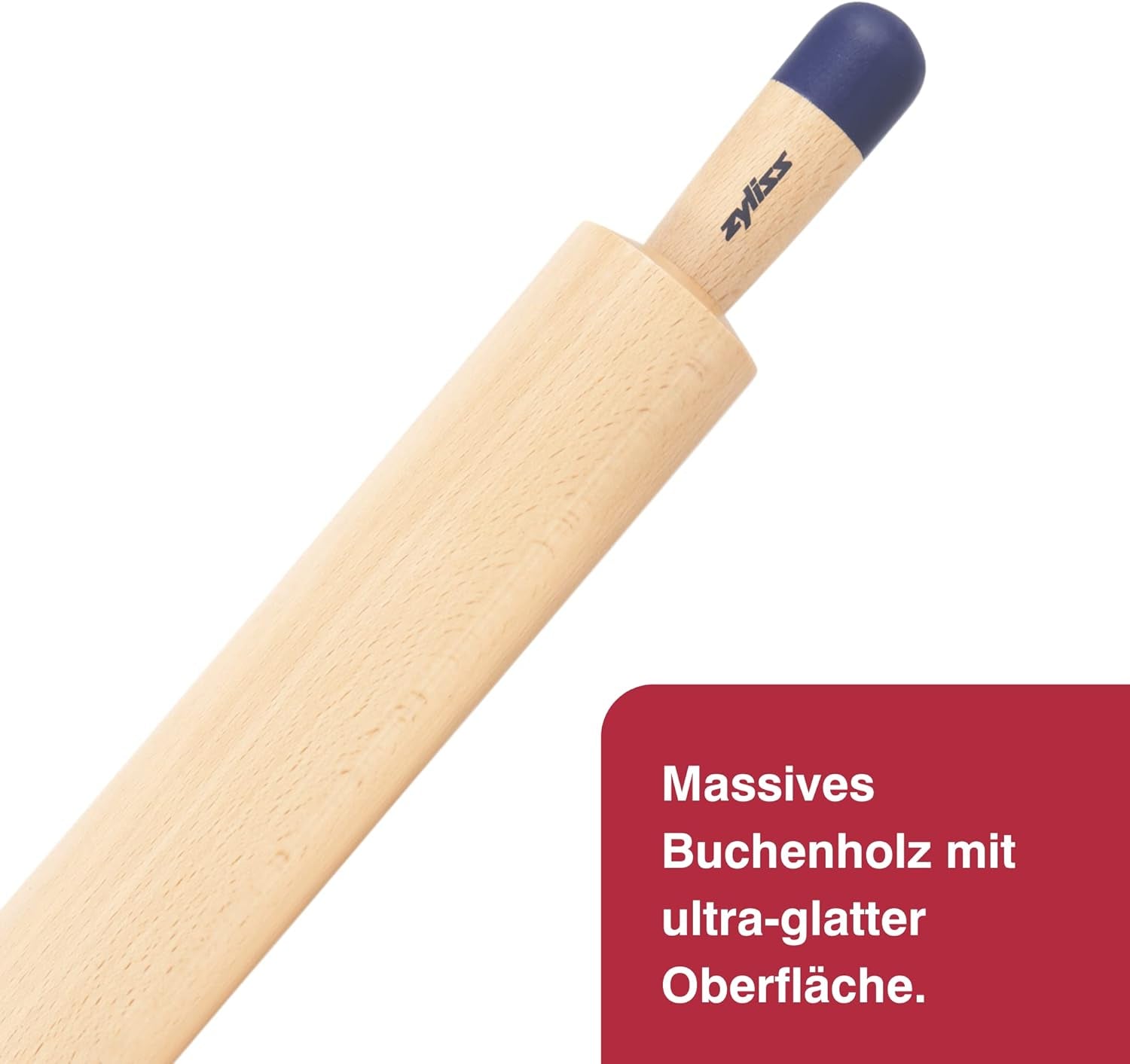 Zyliss E980212 Sucitor, 47 cm, lemn/silicon, pentru prăjituri rulate/pizza/copt/aluat/mixuri, lemn provenit din surse responsabile, greutatea asigură o rulare uniformă