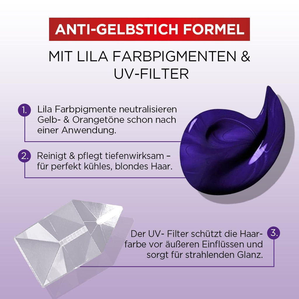 Mască de păr L'Oréal Paris Elvital pentru păr blond, evidențiat, gri, neutralizează tonurile galbene, Color Glanz Purple Deep Mask împotriva tonurilor galbene, 1 x 250 ml Masca de par Naty Shop