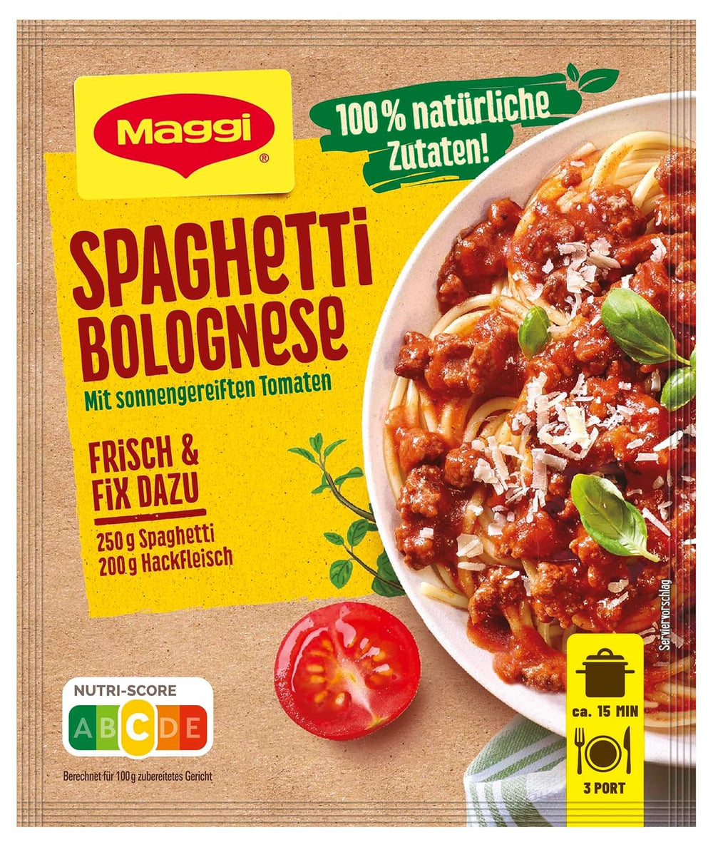 MAGGI Fix for Spaghetti Bolognese, Würzmischung, 100% natural ingredients, for 3 Portionen, 1er Pack (1 x 36g Packung)