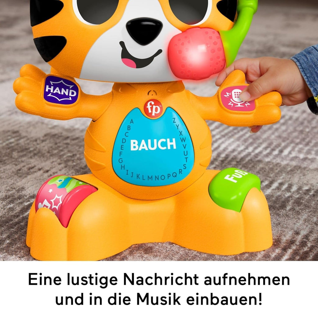 Jucărie educativă Fisher-Price pentru bebeluși și copii mici, Beat Bande Lern & Tanz Tiger Justin cu sunete și lumini pentru copii începând cu vârsta de 9 luni, ediție germană, HYL31 Jucarii Bebe Naty Shop