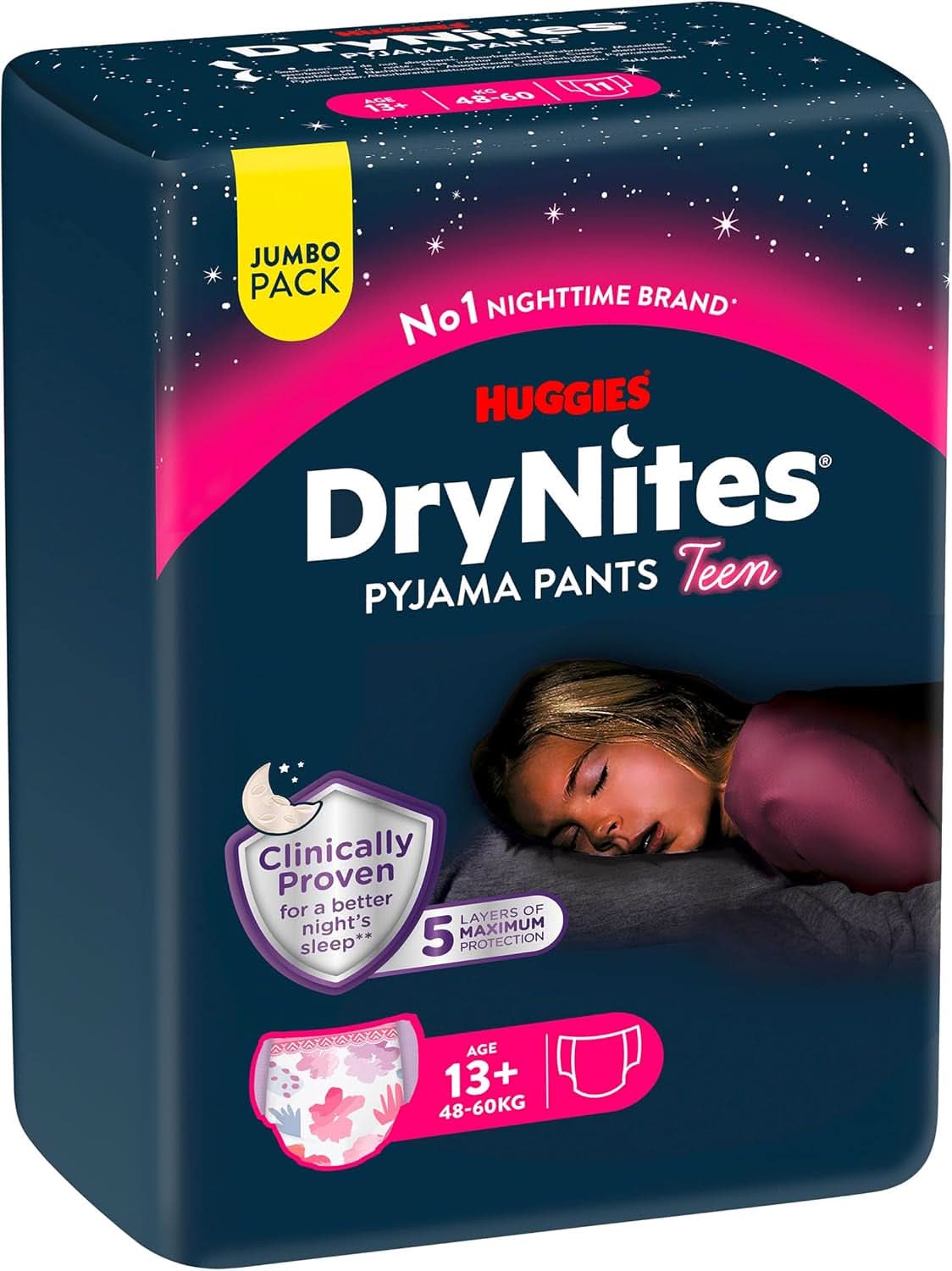 Huggies Drynites Nachtwindeln Bei Bettnässen, Für Mädchen Ab 13 Bis Ca. 17 Jahre (48-60 KG), 33 Stück (3X11), Jumbo-Monatspack, Windel-Pants XL Accesorii Hrana si Alaptare Bebe Naty Shop
