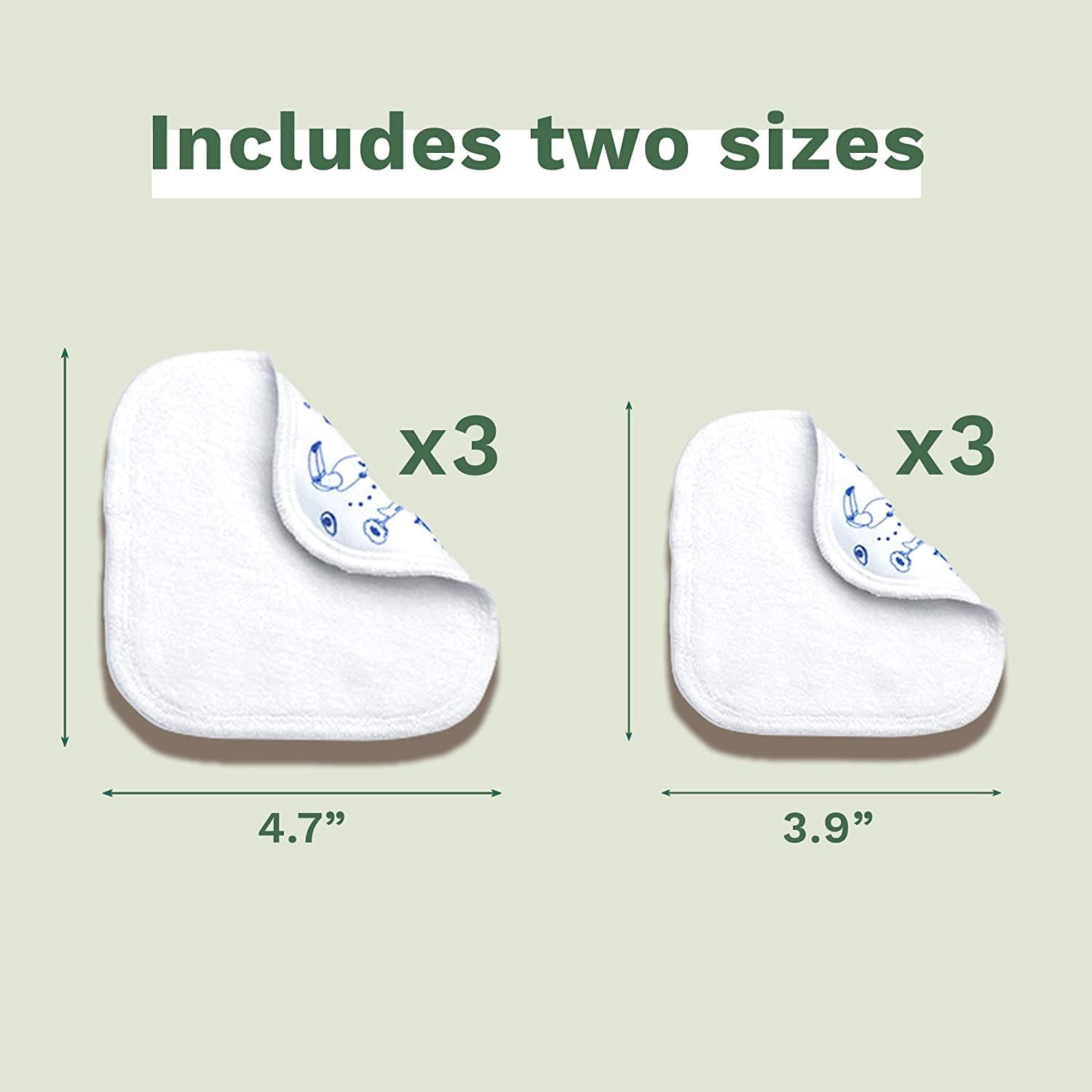 100% GOTS Cotton Reusable Body & Makeup Diapers for Babies & the Whole Family - Cleans Skin & Absorbs Dirt, Suitable for Sensitive Skin (6 Pack)