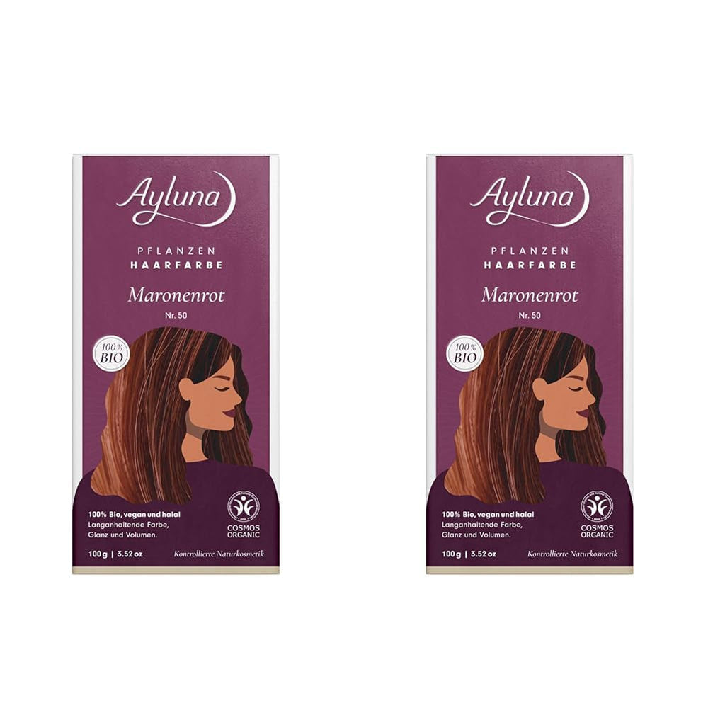 Vopsea de păr vegetală 60 chilli red, vopsea de păr vegană cu henna, madder indian, schinduf și mușețel, pentru culoare de lungă durată, strălucire și volum, fără amoniac, 100% acoperire pentru părul gri, 100g Vopsea pentru par Naty Shop Roșu castaniu 50 100 G (pachet de 2)