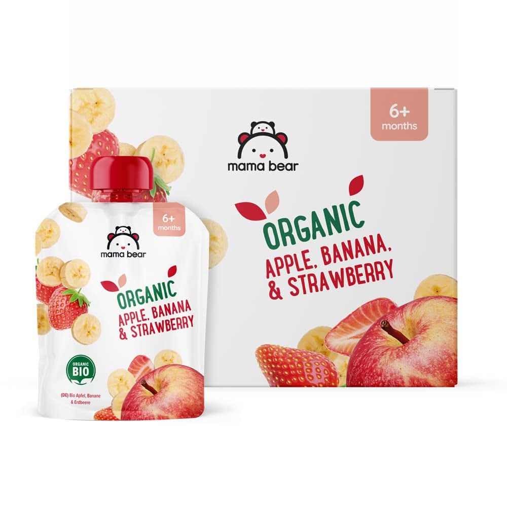 Mama Bear, organic puree different fruits, set 6 x 90 grams Mother and Child Naty Shop